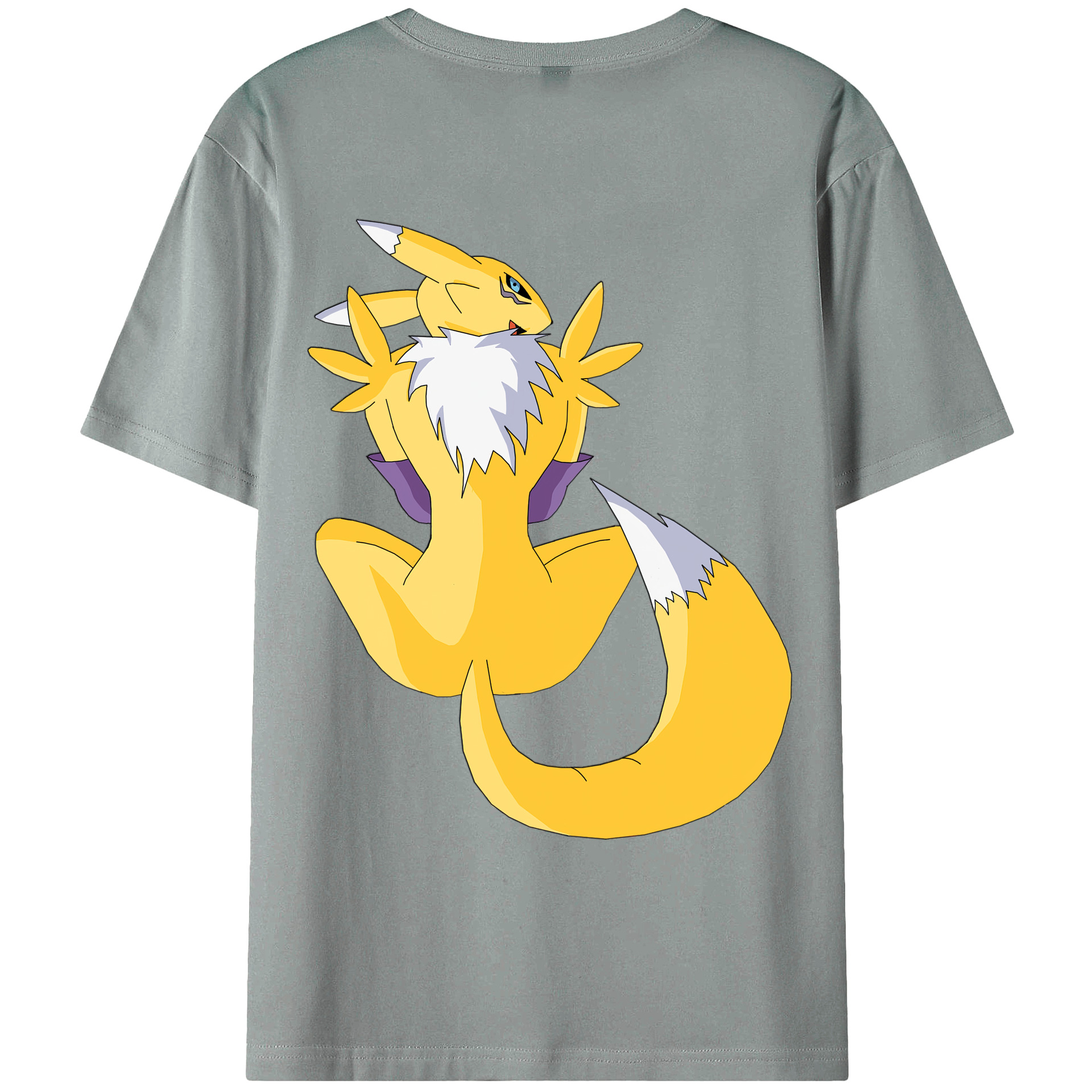 （画像用） Digimon デジタルモンスター/デジモン 綿100％ メンズ半袖Tシャツ（バックプリント） 通気性